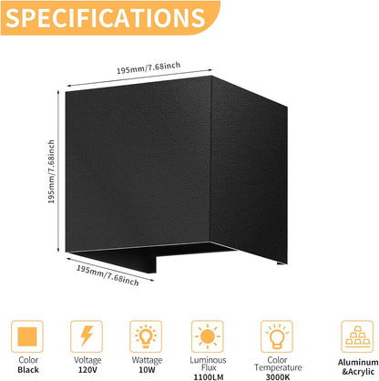 LED Wall Sconce, Black Minimalist Design for Living Room