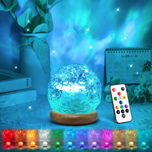 18 Colors Northern Lights Projector Mood Lighting,Dimmable Ocean Lamp,Night Light Projector Lights for Bedroom with Remote
