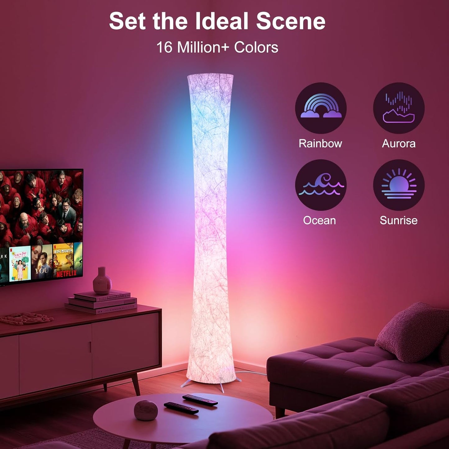 Smart RGB LED Corner Lamp with Music Sync and 16 Million DIY Colors