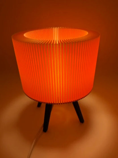 Modern Table Lamp 'Ribble' with Pink Ribbed Shade and Black Base – Unique Mood Lighting