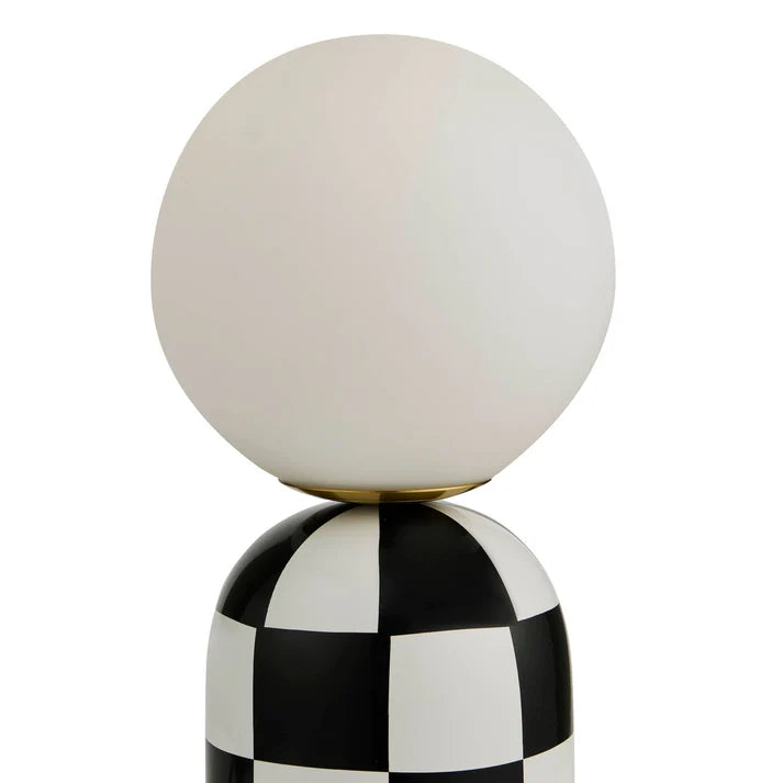 Checkerboard Cement Table Lamp - Black