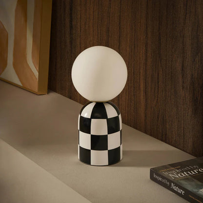 Checkerboard Cement Table Lamp - Black