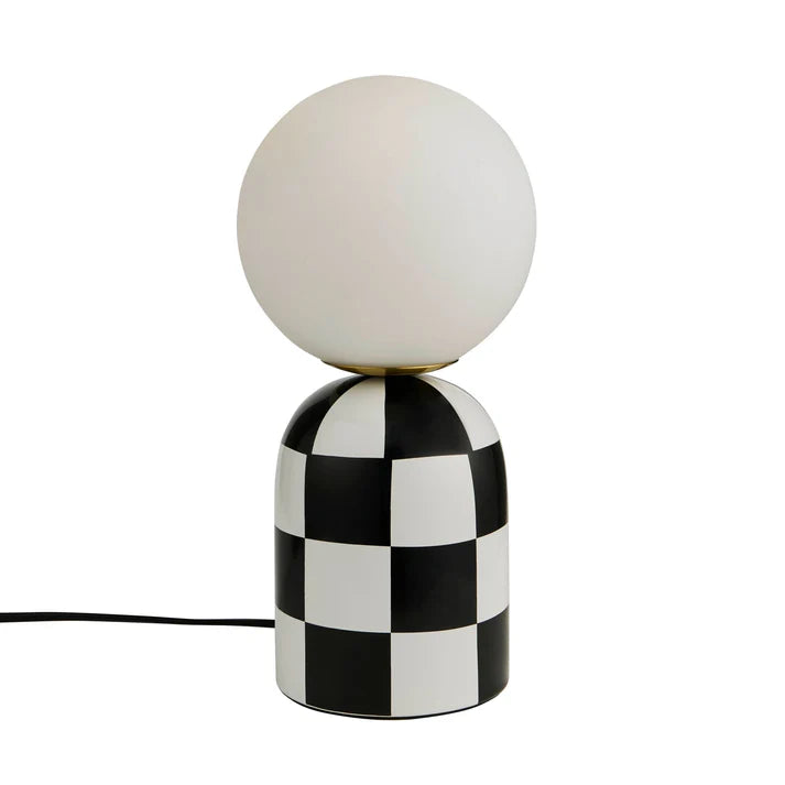 Checkerboard Cement Table Lamp - Black