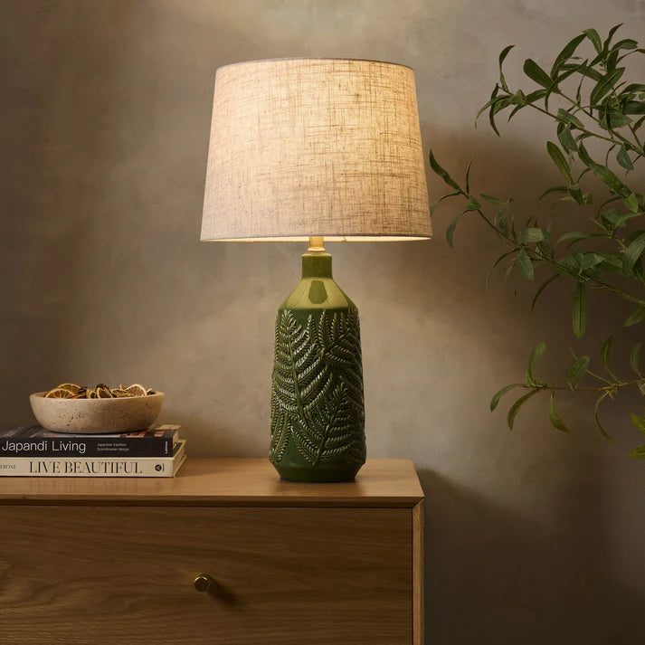 Fern Ceramic Textured Table Lamp - Green