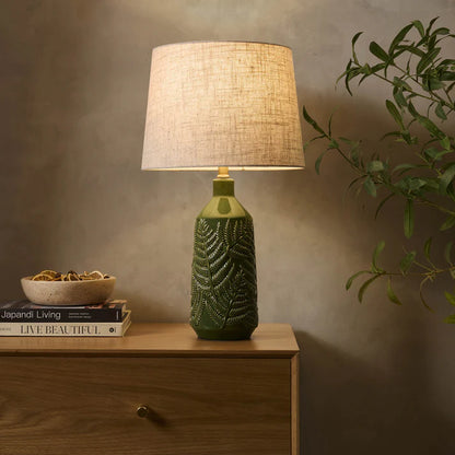 Fern Ceramic Textured Table Lamp - Green