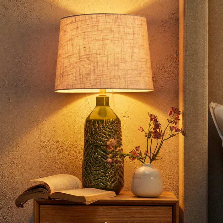 Fern Ceramic Textured Table Lamp - Green