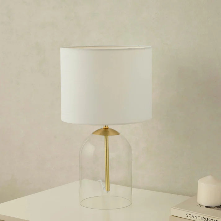 Clear Glass Table Lamp - Gold